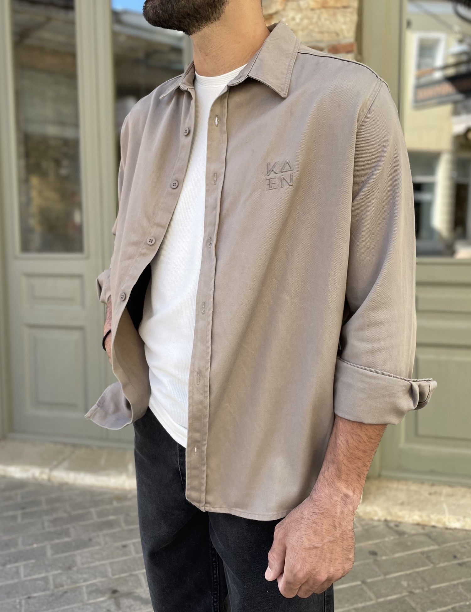 Ανδρικό πούρο overshirt με γιακά 4529 φωτογραφία